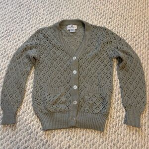 Vintage Olive Green Knit Sweater Cardigan